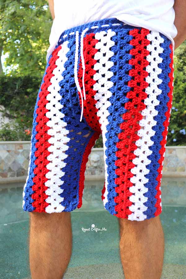 How To Crochet Granny Stripe Shorts For Men - Home Garden DIY